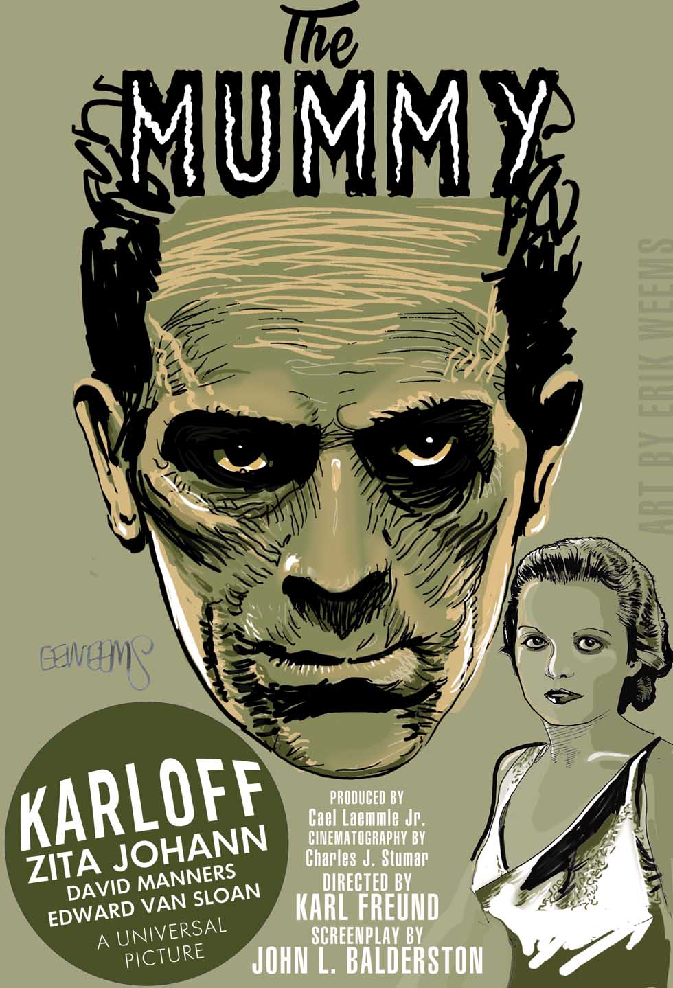 The Mummy 1932 Poster art by Erik Weems